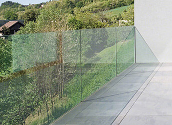 Glass Railings with Fascia Mounted U-channel without Top Cap Rails