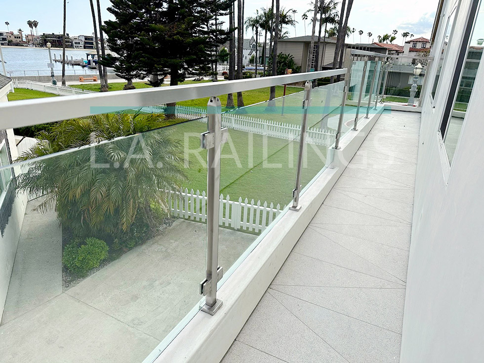 Glass Railings with Top Mounted Posts by LA Railings