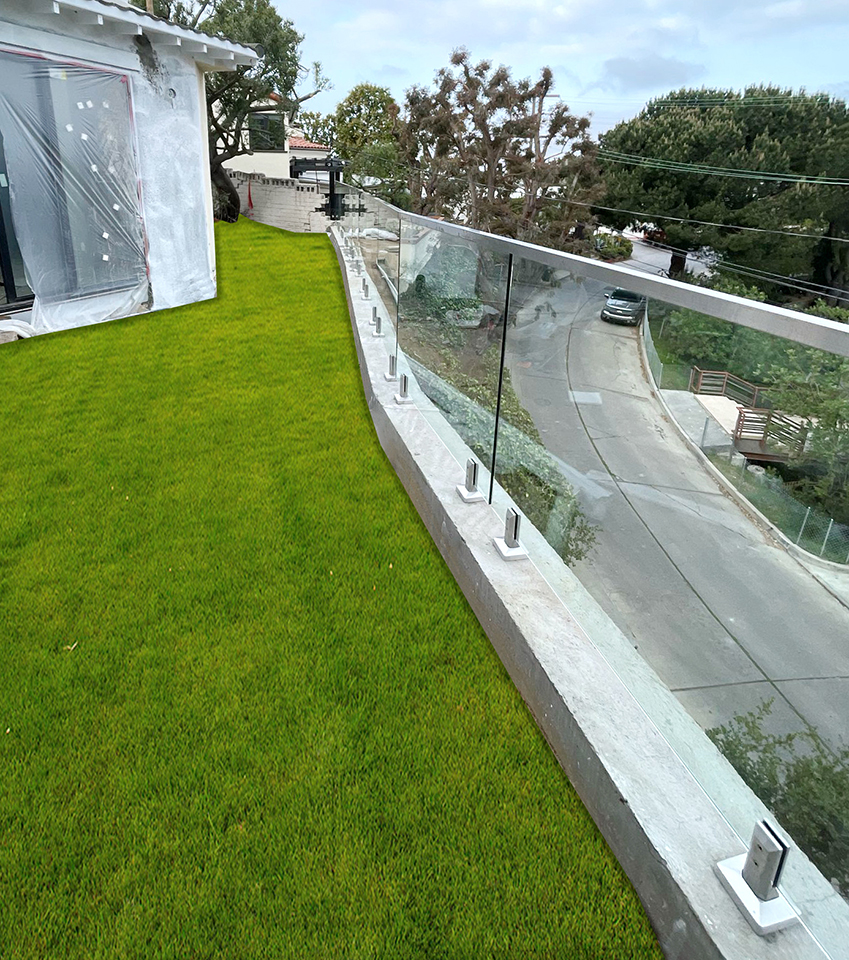 Glass Railings with Top Mounted Spigots and Top Cap Rails by LA Railings