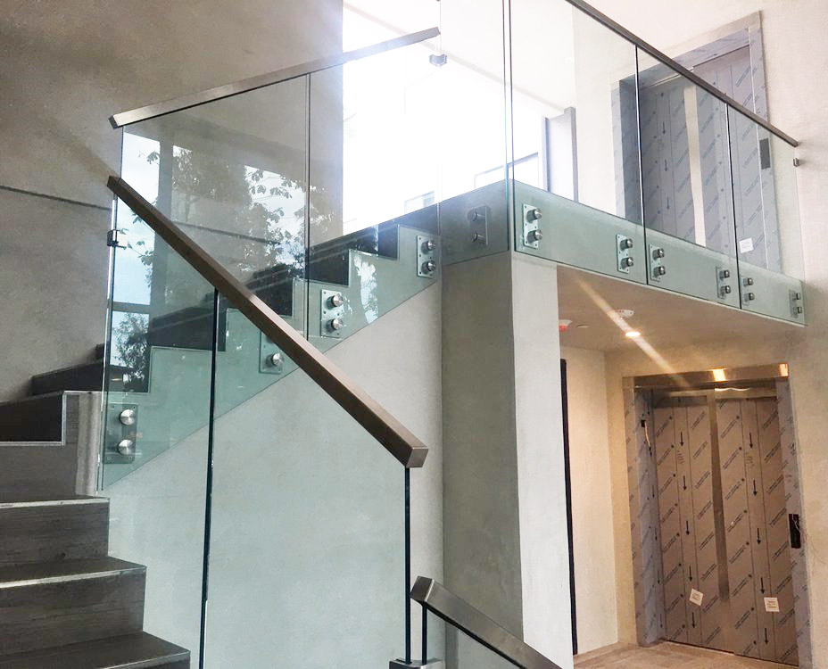 Glass Railings with Standoffs and Top Cap Rails by LA Railings