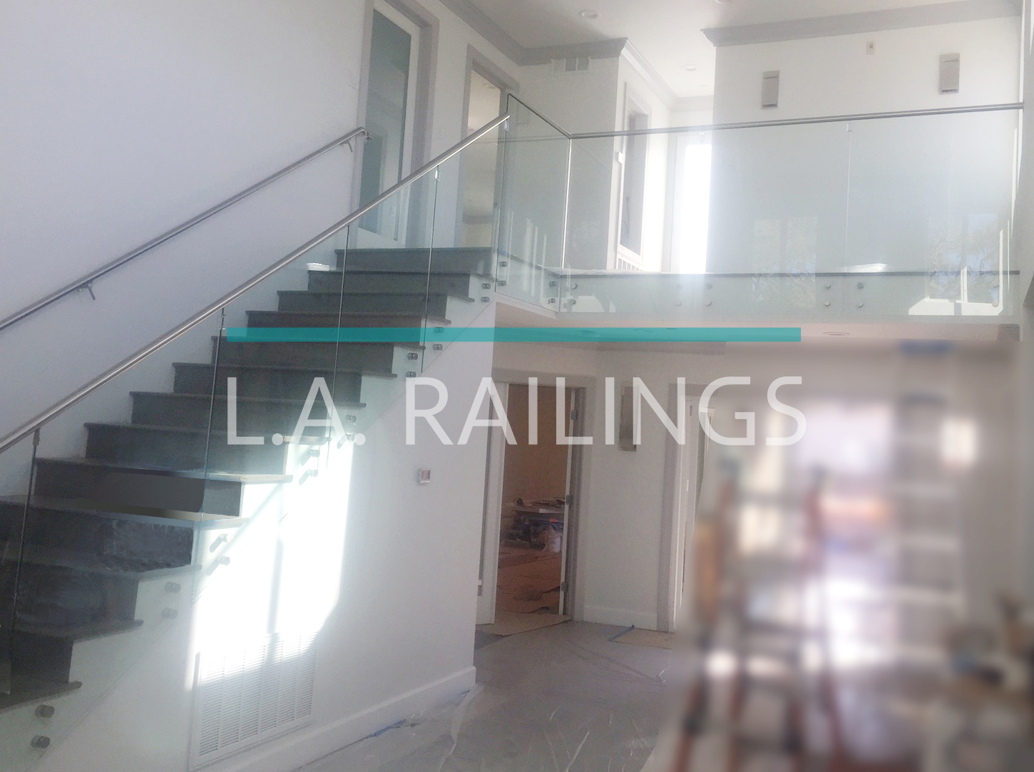 Glass Railings with Standoffs and Top Cap Rails by LA Railings