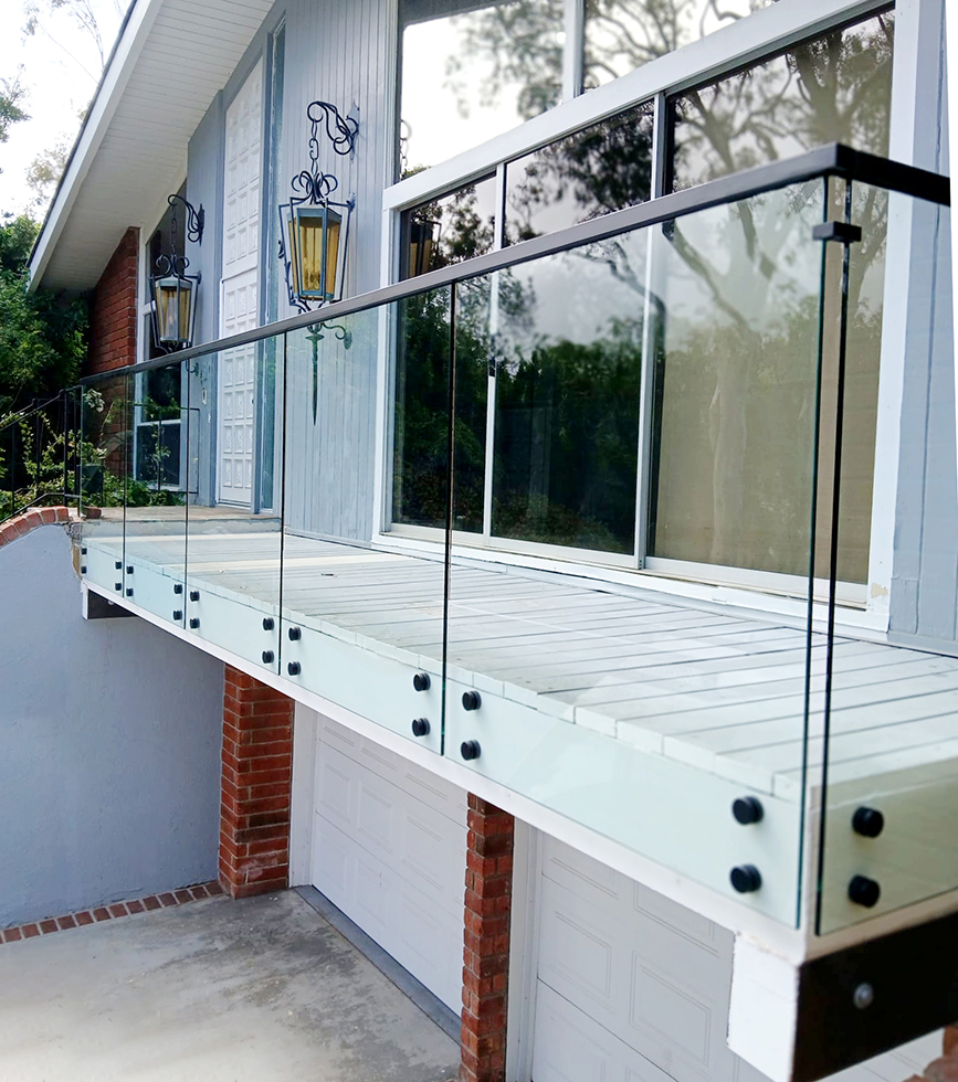 Glass Railings with Standoffs and Top Cap Rails by LA Railings