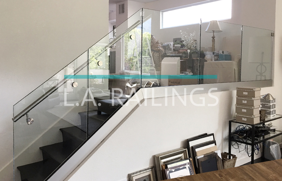 Glass Railings with Top Mounted U-Channel without Top Cap Rails by LA Railings