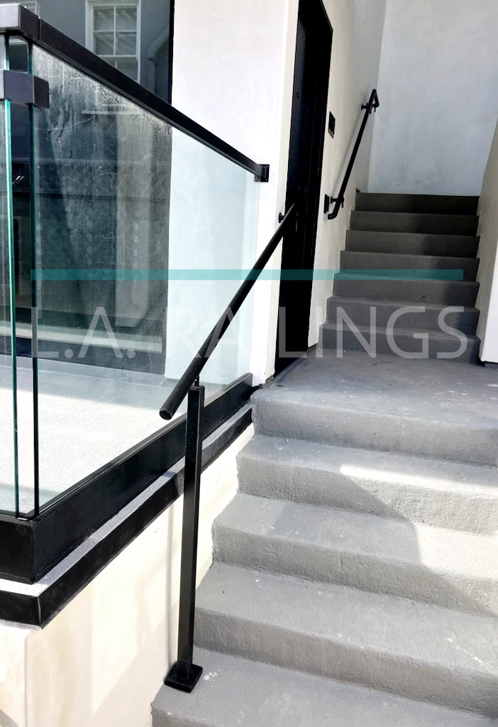 Glass Railings with Top Mounted U-Channel and Top Cap Rails by LA Railings