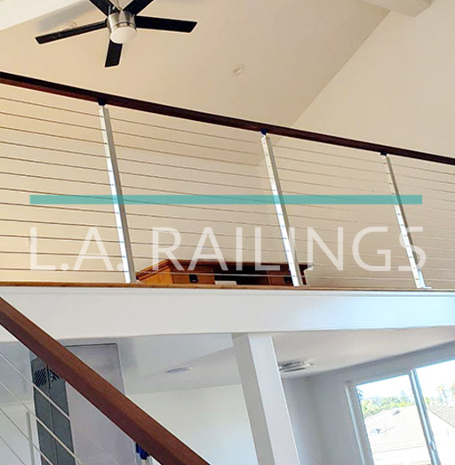 Santa Monica - Residential - A steel cable railing system with wood accents by LA Railings