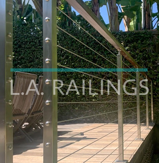 Pacific Palisades - Residential - A steel cable railing system with wood accents by LA Railings