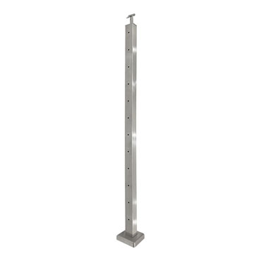 316 Stainless Steel Top-Mount Square Post for Cable Railing - 42