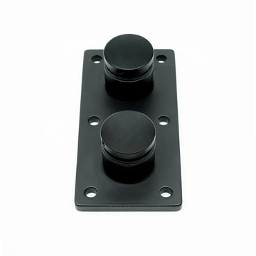 316 Stainless Steel Double Standoff Plate for Side-Mount or Fascia-Mount Glass Railing - Powder-coated in Black