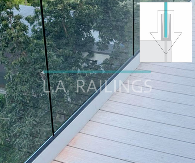 Top-mounted glass railings by LA Railings